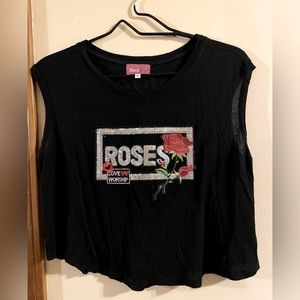 cute black crop top with pretty bling design size S/M